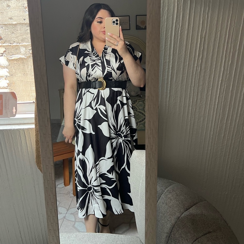 Floral Black and White Maxi Dress